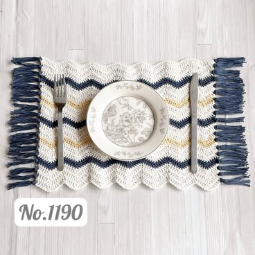 No.1190 クロシェ うねうねボーダー ランチョンマット ネイビー系