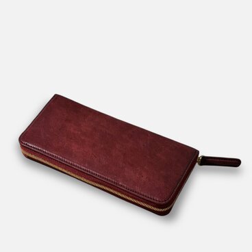 ラウンドジップ長財布／ボルドー