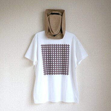 オーガニックコットン【半袖/長袖】「 tokimeki gingham check（ カカオ×ナチュラル／ホワイト ）」Ｔシャツ