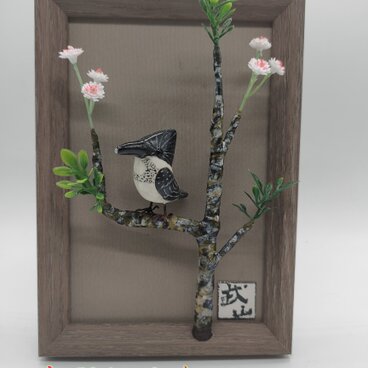 ヤマゼミ（ミニミニ額）【木彫品】