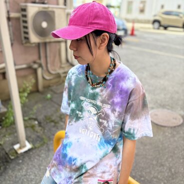 タイダイ 半袖 Tシャツ パープル×グリーン×ブラウン Lサイズ ROLLOVER SW3-44