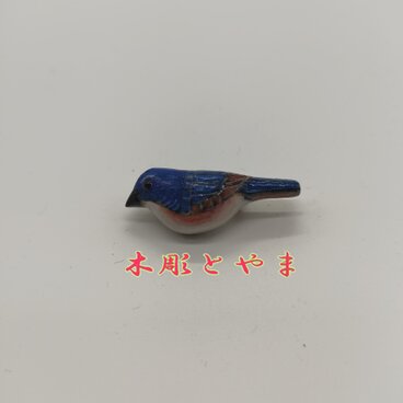 ルリビタキ バッジ(3.5) 【木彫品】