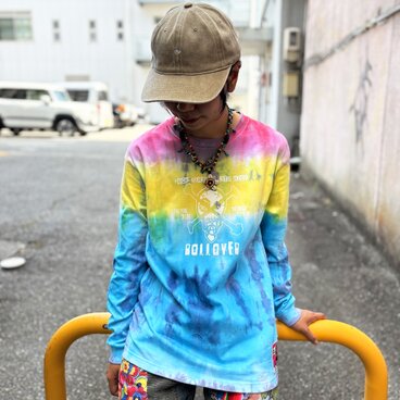 タイダイ ロングスリーブ Tシャツ カラフル ブルー Mサイズ ROLLOVER SW3-49