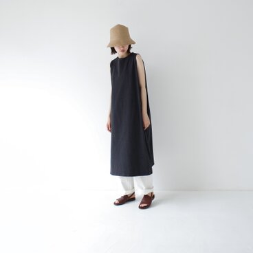 dry vortex cotton/sleeveless dress/charcoal gray