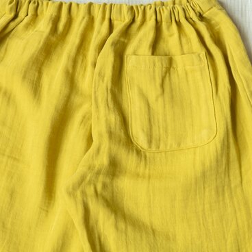 【柚の葉染め】OrganicCotton3重ガーゼゆったりパンツ