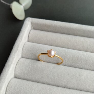 mini pearl ring - pinkgray / #６～11 FREE