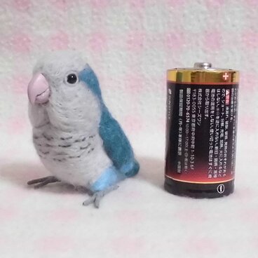 ミニミニサイズ　可愛い オキナインコ　ブルー インコ　羊毛フェルト　*受注作成品　うちの子オーダー可　工房小鳥屋さん
