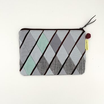ピースワークポーチ ダイヤ柄 055 (light blue/gray)