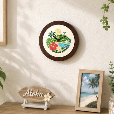 【送料無料】 ハワイアン壁掛け時計［ワイキキビーチデザイン］　Hawaii Wall clock 時間 インテリア
