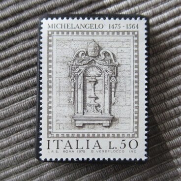 イタリア　美術1975年　切手ブローチ11037