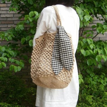 麻かごバッグ（大きめ）+ポーチつき