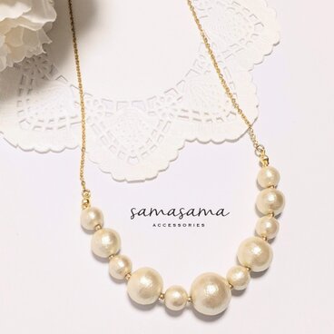 コットンパール♡エレガンスネックレス