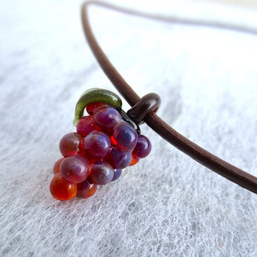 パープル☆ぶどうのミニガラスペンダントトップ