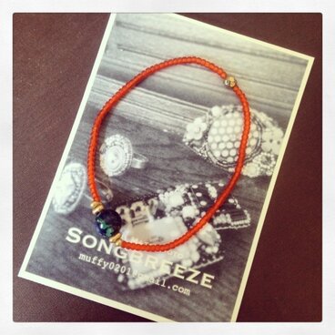 天然石とビーズのブレスレット＊アズライト＊