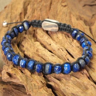Men's ラピスラズリ ボタンカットブレスレット