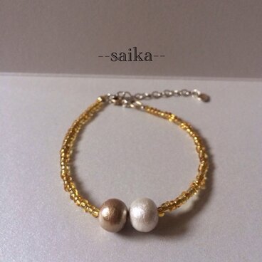 ゴールドビーズブレスレット