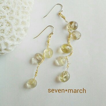 はちみつピアス  レモンクオーツ