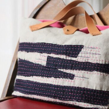 刺し子バッグ「霞」