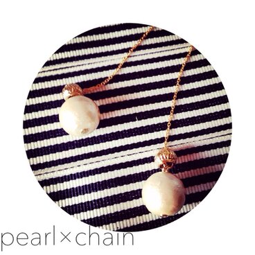 コットンパール×チェーンピアス