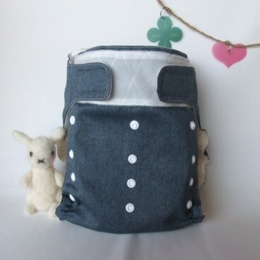 ワンサイズ布おむつカバー デニム調 ブルー