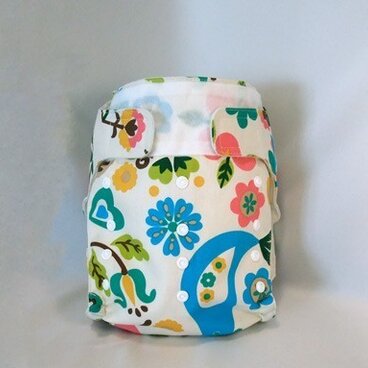 ワンサイズ布おむつカバー フラワー コバルトグリーン