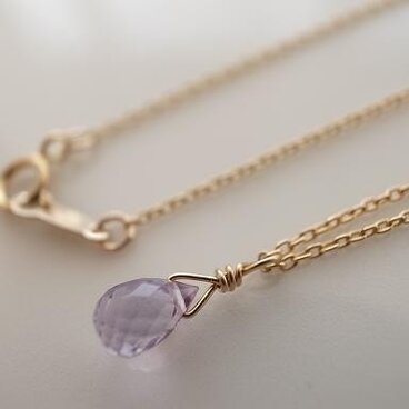 ピンクアメジストの一粒ネックレス