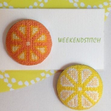 WAGIRIシトラスブローチ　クロスステッチ