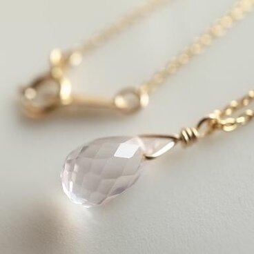 ローズクォーツの一粒ネックレス