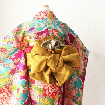 ゆみりオリジナル１分で巻けるゴム入り兵児帯　辛子色