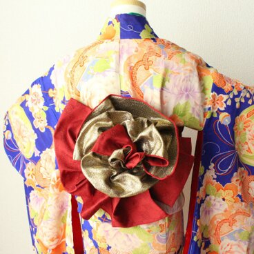 ゆみりオリジナル１分で巻けるゴム入り兵児帯　赤色