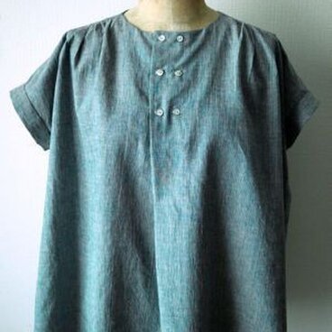 綿麻 フレンチスリーブブラウス