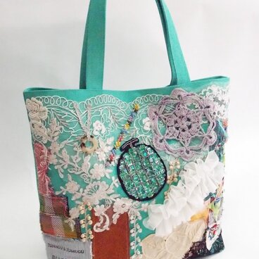 TUNAU&TUMUGUビッグトートNo19　グリーン