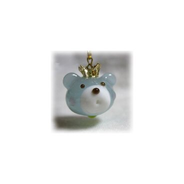 くまちゃん　ストラップ　（シャーベットブルー）