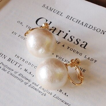 20mm BIGコットンパールイヤリング