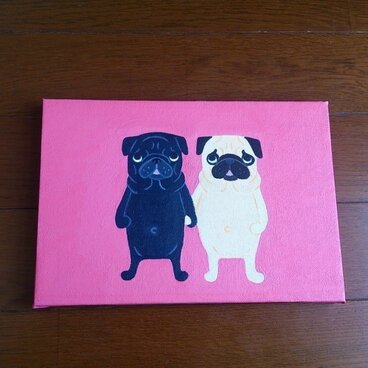 ＊パグ＊いつも一緒＊アクリル画＊