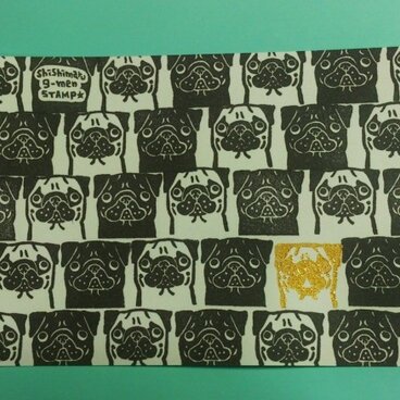 ＊パグ＊はんこポストカード2枚組＊