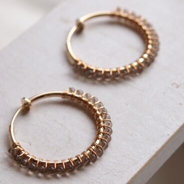 【ご予約品】スモーキークォーツのフープイヤリング