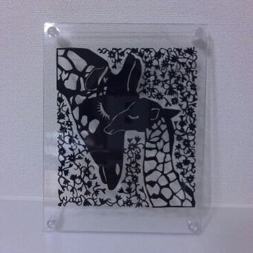 きりんのおやこ（切り絵）