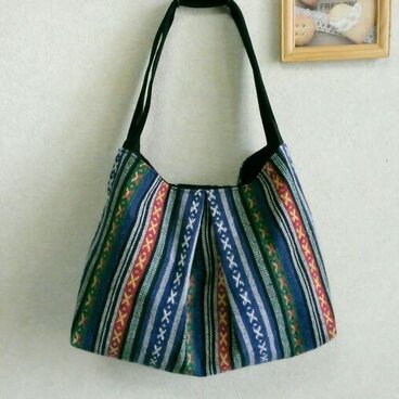エスニックバッグ☆中央タックのショルダーバッグ☆メキシカン☆