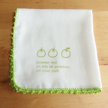 ガーゼハンカチ　青リンゴ