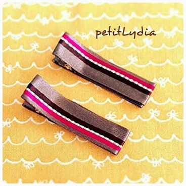 あとのつきにくいヘアピン　ストライプ柄リボン