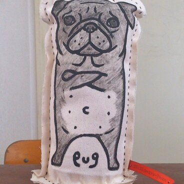 ＊パグ＊ミニクッション＊腕組み＊ブラック＊