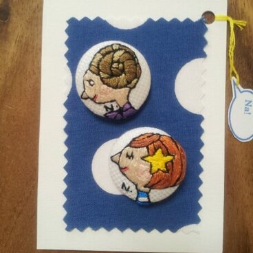 星のお姫さまたち(クルミ釦２個セット)