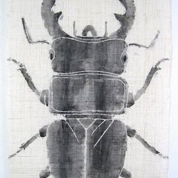 手描き    オオクワガタ   タペストリー(大)