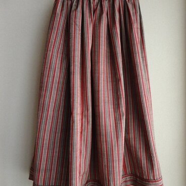 着物リメイク・ストライプ紬タックスカート/裏付・ポケット付