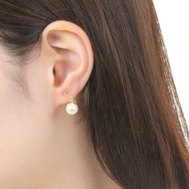 8mmコットンパール ノンホールピアス クリップイヤリング 樹脂