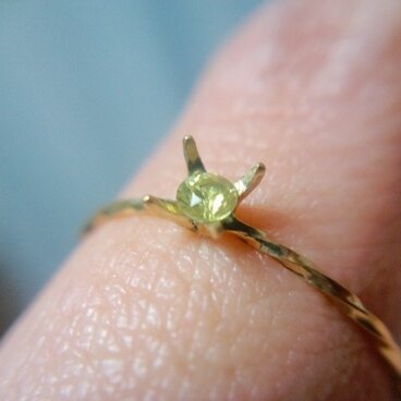 K18 カナリートルマリン華奢リング