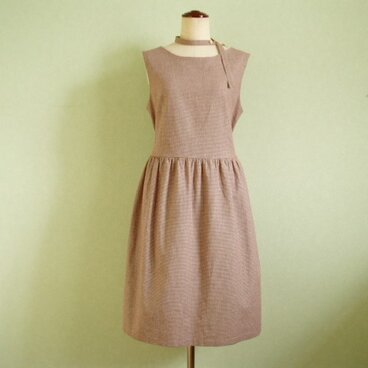 sold　綿麻千鳥チェックのサマードレス風ワンピース