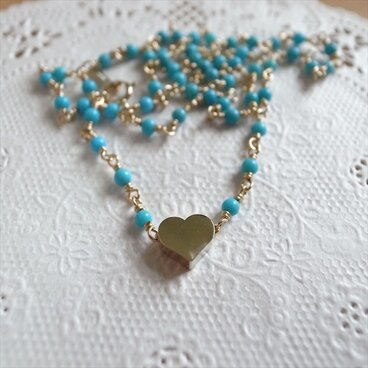 【A.A.様オーダー】ハートとターコイズのネックレス