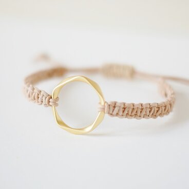 レザーブレスレット*beige×gold